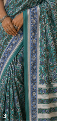 Pure Steel Blue Handblock Ajrakh Print Modal Silk Saree