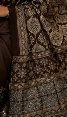 Pure Beige Grey handblock Ajrakh Print Modal Silk Saree