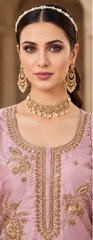 Women Premium Pastel Pink Embroidery Kurta Pant and Dupatta set