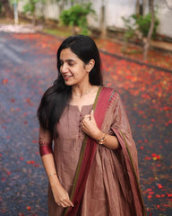 Women Brown Kanchi Cotton Kurta Pant and Dupatta set