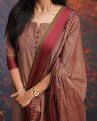 Women Brown Kanchi Cotton Kurta Pant and Dupatta set