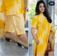 Women Yellow South Cotton Shade Kurta Pant and Dupatta set