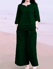 Women Dark Green Sumandar Cotton Co-Ord set