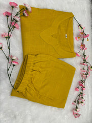 Women Yellow Sumandar Cotton Co-Ord set