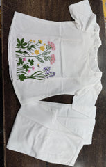 Women White Cotton Embroidery Awesome Co-Ord set
