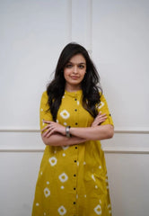 Women Yellow New Fashion Cotton Kurta Pant set