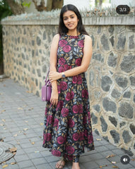 Women Multicolor Cotton Cutsleeves Kurta Palazzo set