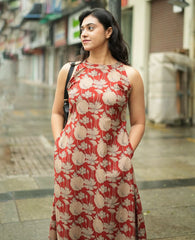 Women Red Cotton Womanhood Co-Ord set