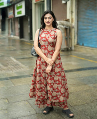 Women Red Cotton Womanhood Co-Ord set