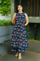 Women Blue Hathi Cotton Womanhood Co-Ord set