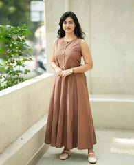 Women Bronze Cotton Top and Skirt set