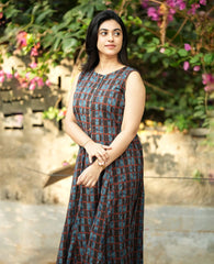 Women Blue and Black Cotton Top and Skirt set