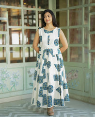 Women White Artistic Cotton Top and Skirt set