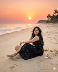 Women Black Cotton Top and Skirt set