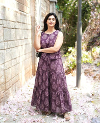 Women Purple Cotton Top and Skirt set