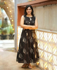 Women Black Bird Cotton Top and Skirt set