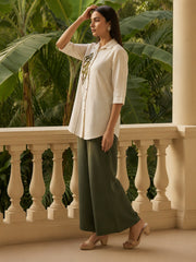 Women White Green Multi Combo Cotton Co-Ord set