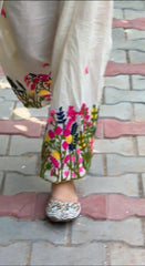 Women Pink Cotton Embroidery Pant Co-Ord set