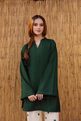 Women Green Cotton Heart Embroidery Palazzo Co-Ord set