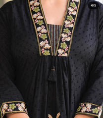 Women Black NRI Embroidery Cotton Kurta Pant and Dupatta set