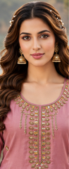 Women Premium Mauve Mul Chanderi Embroidery Kurta Pant and Dupatta set