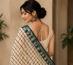 Pure Chiku Green Block Print Kota Doria Saree