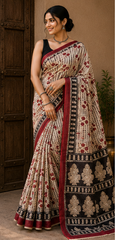 Pure Artefacts Block Print Kota Doria Saree