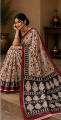 Pure Artefacts Block Print Kota Doria Saree