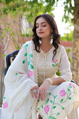 Trendy Chikankari Schifli Mulmul Dupatta and Kurta Pant Set