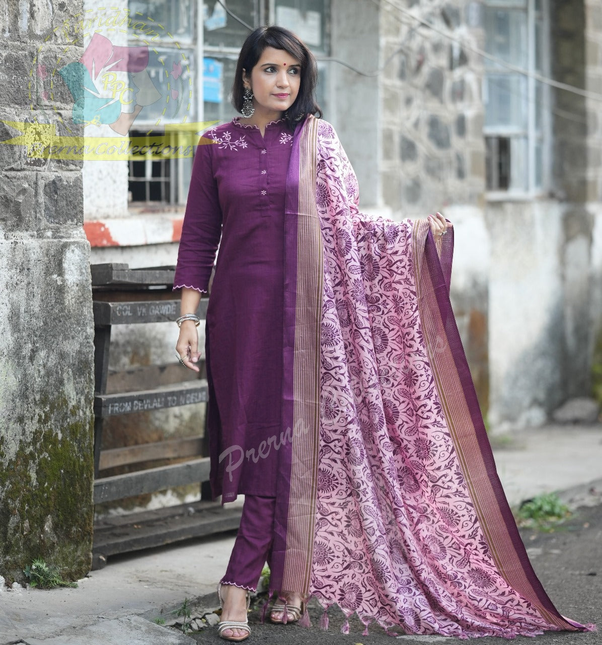 Premium Magenta Kurta Pant and Dupatta set