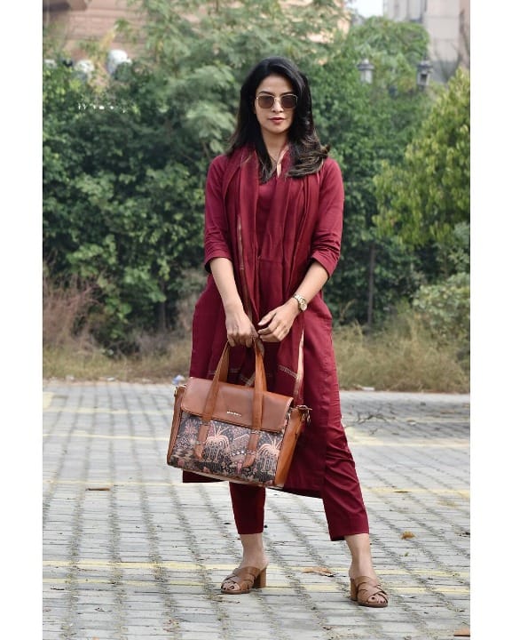 Premium South Cotton Brown Kurta Pant and Dupatta set