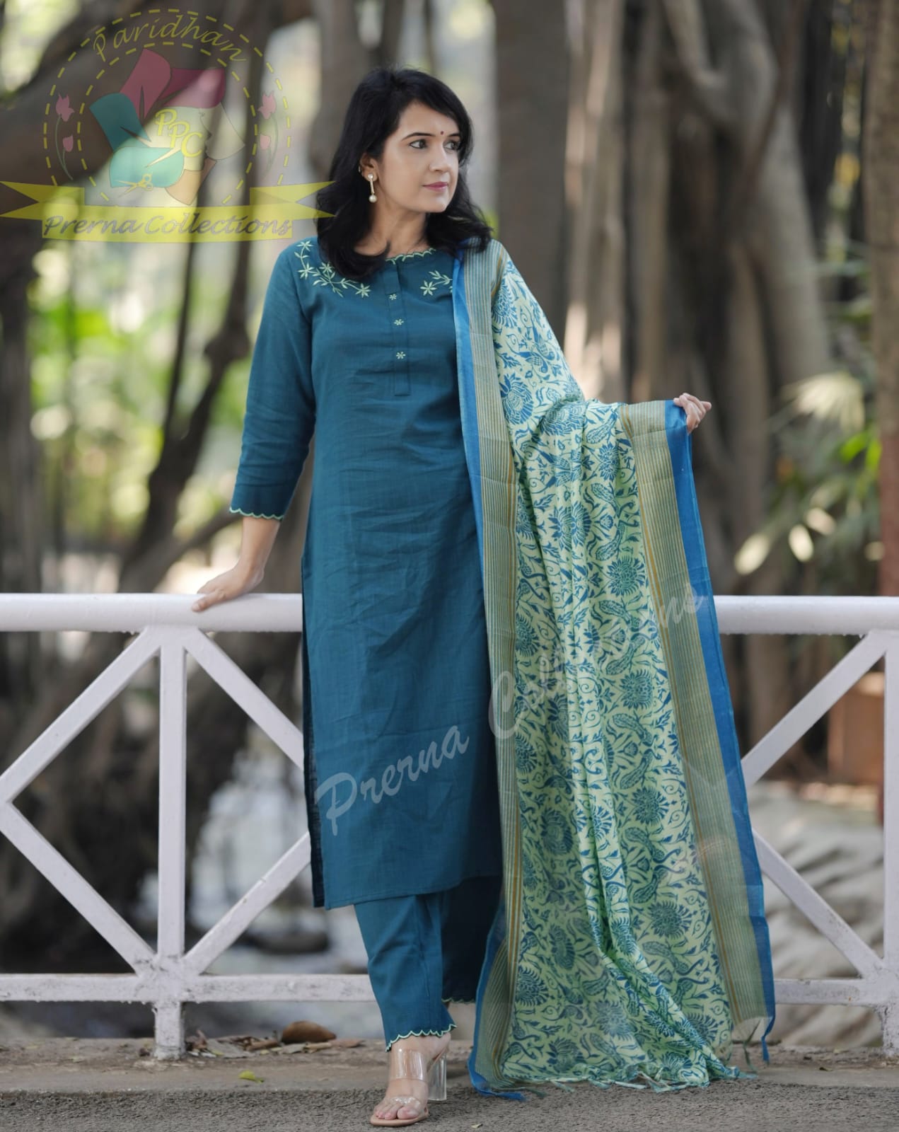 Premium Cotton Green Kurta Pant and Dupatta set