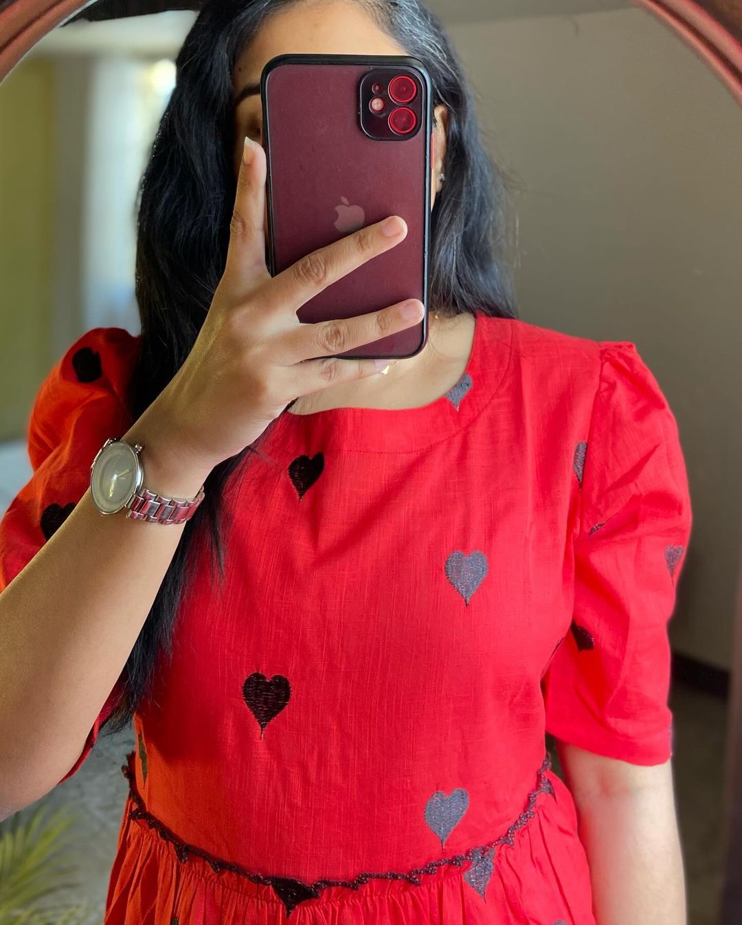 Trending Black Heart  Red Frock