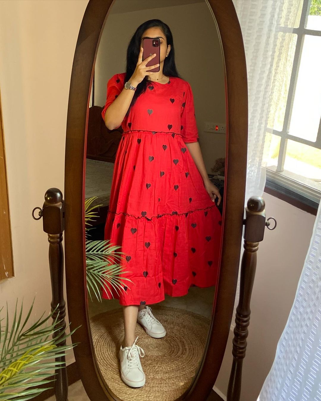 Trending Black Heart  Red Frock