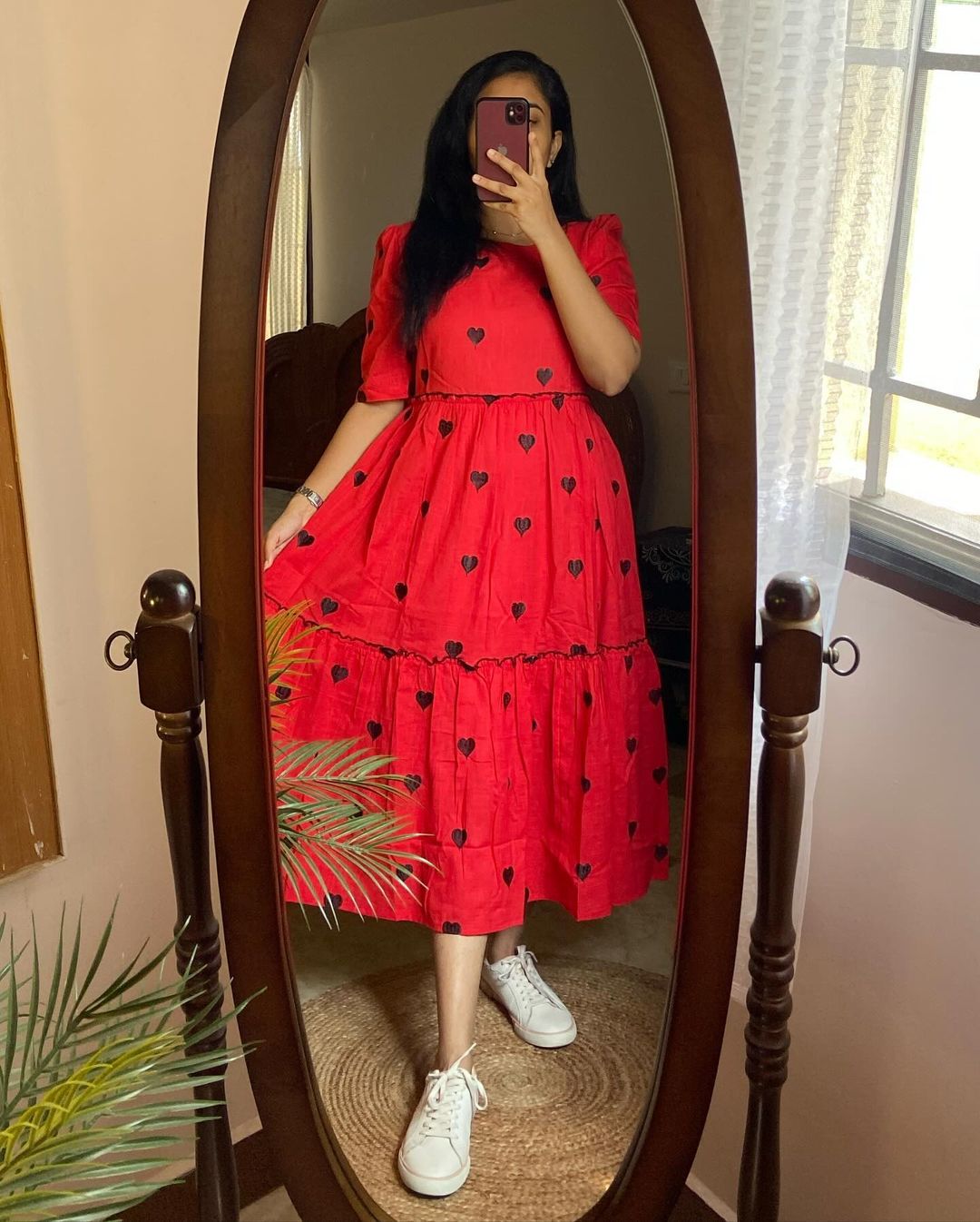 Trending Black Heart  Red Frock