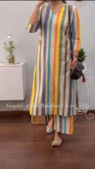 Trending Rainbow Multicolor Kurta Pant Set