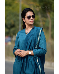 Premium Kota Doriya Cotton Blue Kurta Pant and Dupatta set