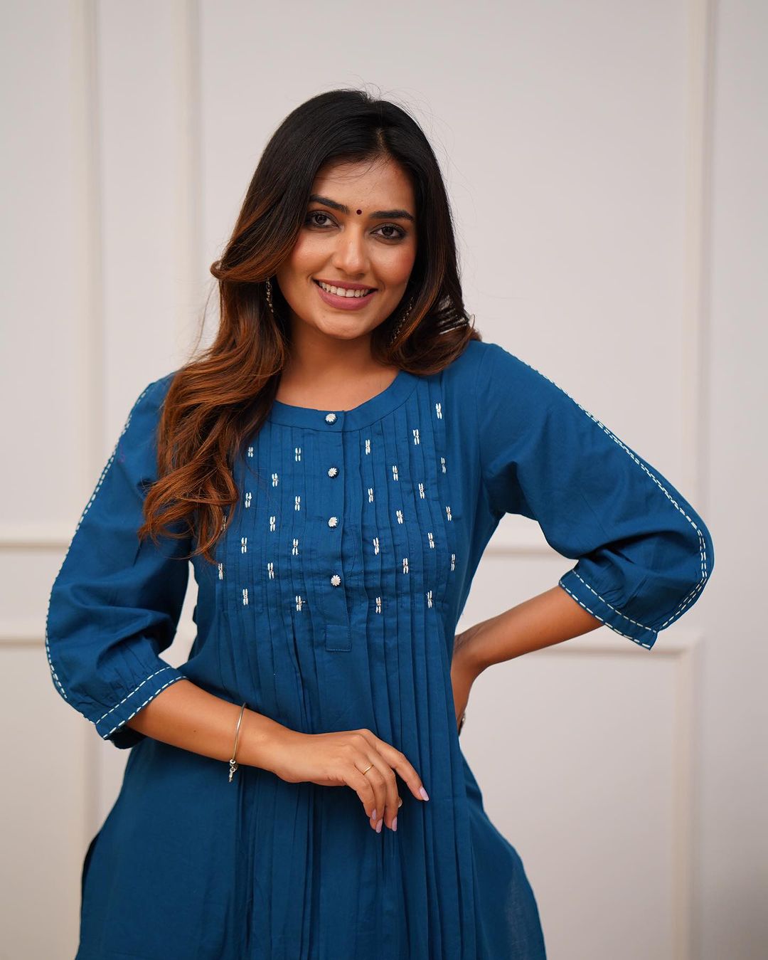 Trending Teal Blue Cotton Kurta Pant set