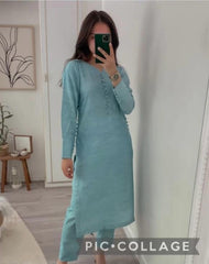 Trending Rayon Blue Kurta Pant and Dupatta set