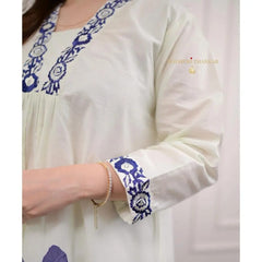 Women Cotton White Kurta Pant set