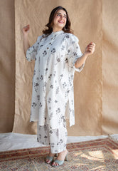 Women Cotton White Kurta Plaazo set