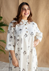 Women Cotton White Kurta Plaazo set