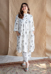 Women Cotton White Kurta Plaazo set