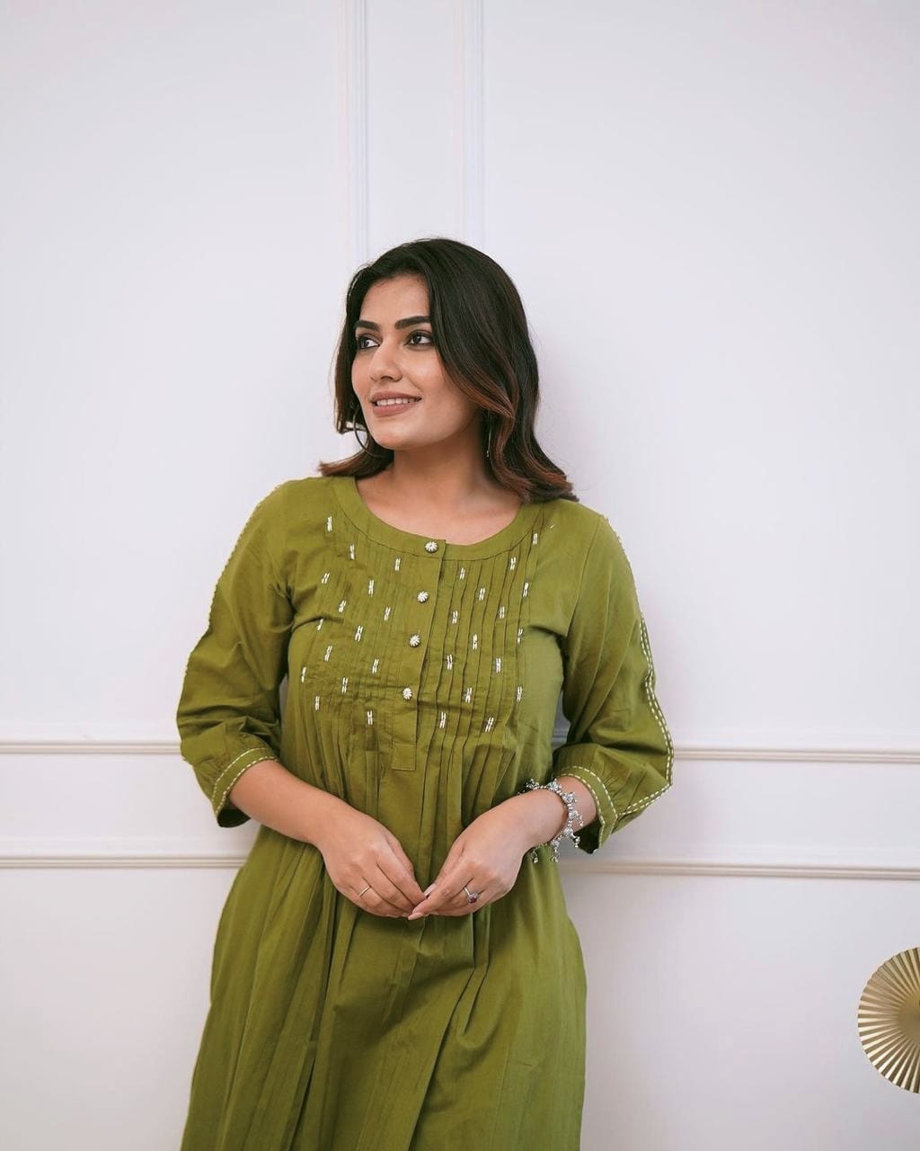 Trending Green Tagai Cotton Kurta Pant set