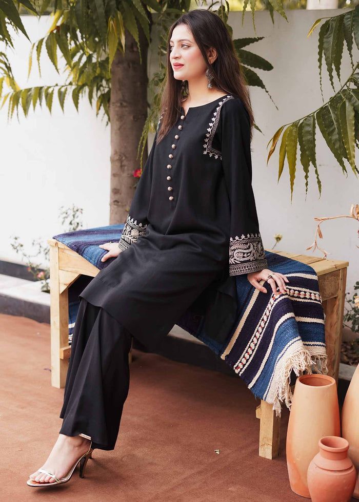 Women Cotton Black Pakistani Kurta Palazzo set