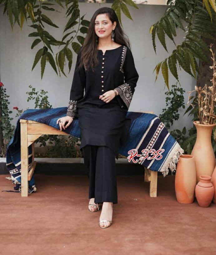 Women Cotton Black Pakistani Kurta Palazzo set