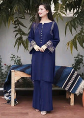 Women Cotton Blue Pakistani Kurta Palazzo set