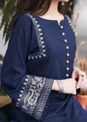 Women Cotton Blue Pakistani Kurta Palazzo set