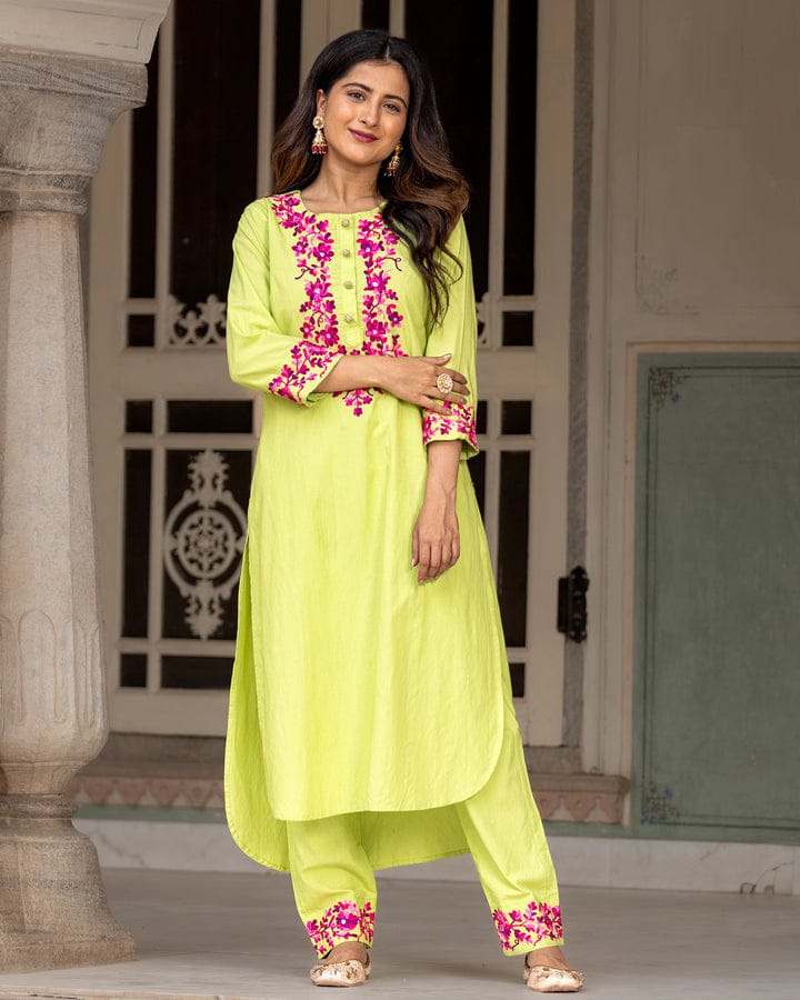 Women Green Kurta Pant set