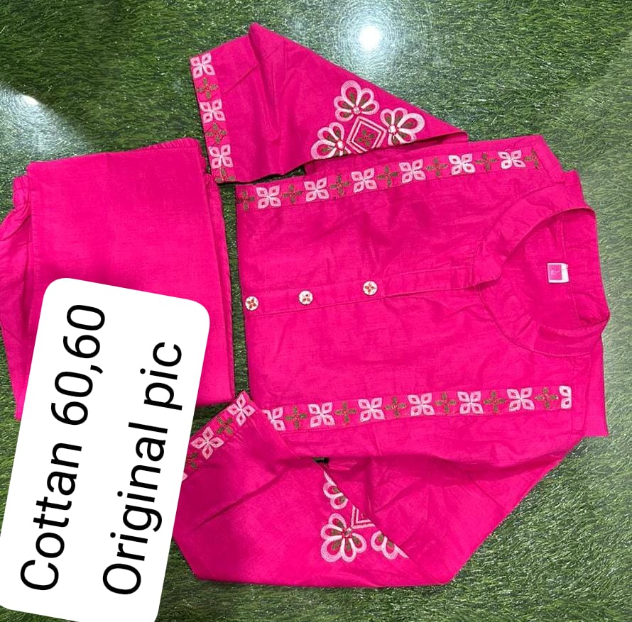 Women Cotton pocketed Pink Kurta Pant set